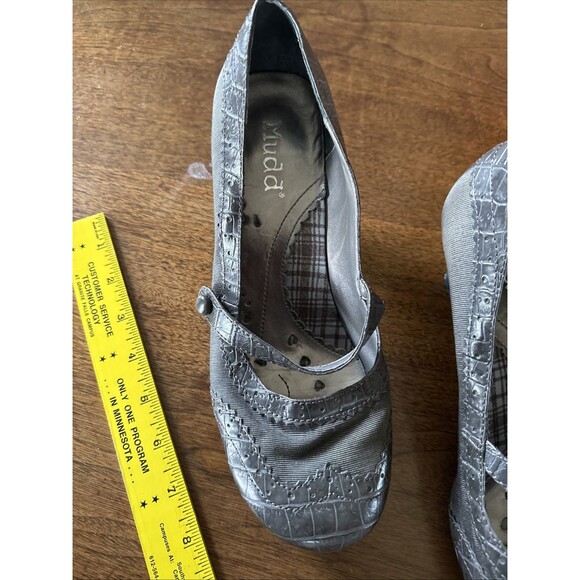 Vintage Mudd 9M Kitten Heel Chunky Mary Jane 90s 00s Y2K Retro Gray - Picture 2 of 4